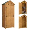 Garden Shed Vertical Utility 3 Shelves Shed Wood Outdoor Garden Tool Storage Unit Storage Cabinet 77 X 54.2 X 179cm