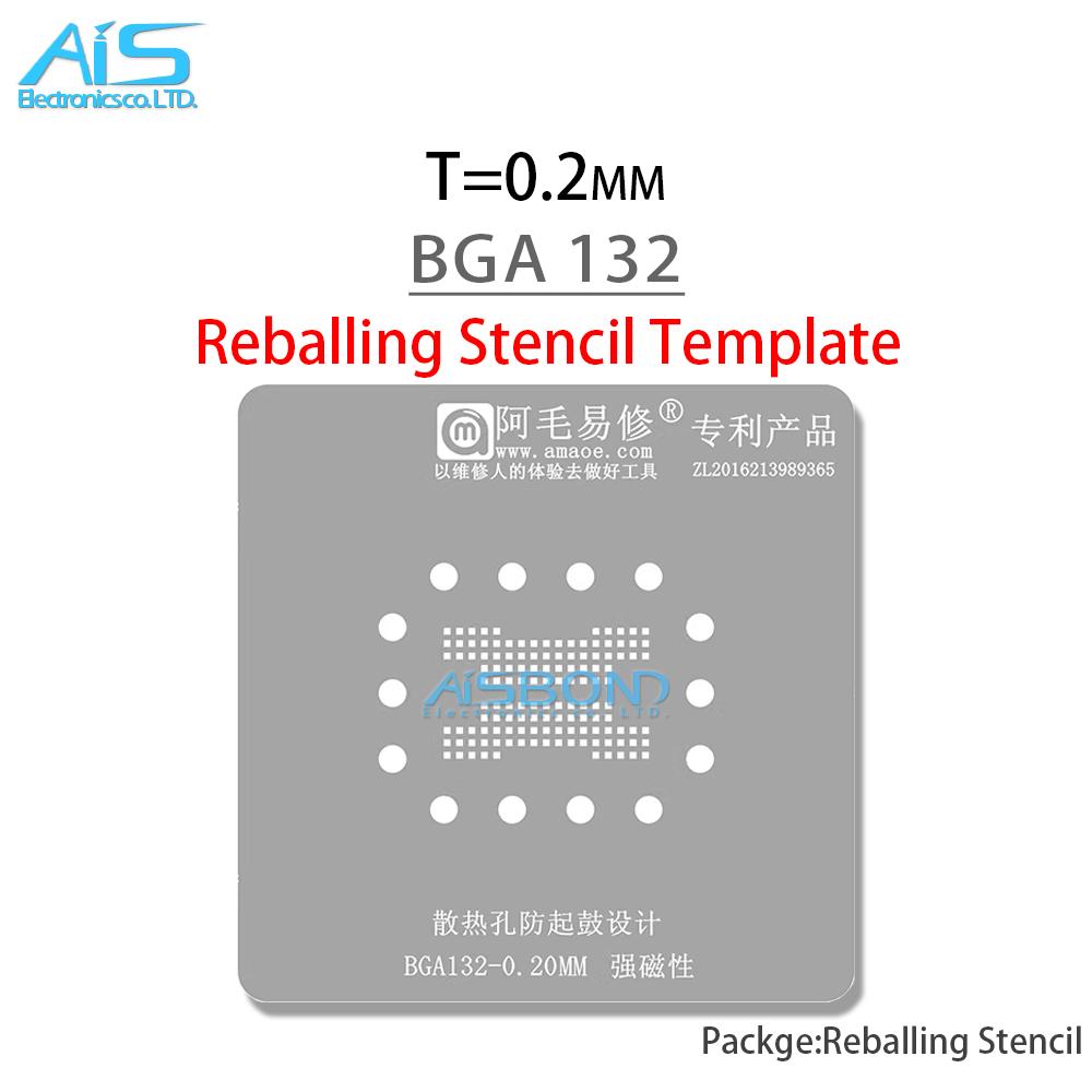 Amaoe BGA Reballing Stencil Template For SSD NAND Flash Memory Chip IC BGA132 BGA316 BGA152 Positioning Solder Plate Tin Net BGA132 Stencil