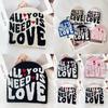 Simple Color Blocked Letter Heart Pattern Women Casual Warm Knitted Hat For Autumn Casual Wear