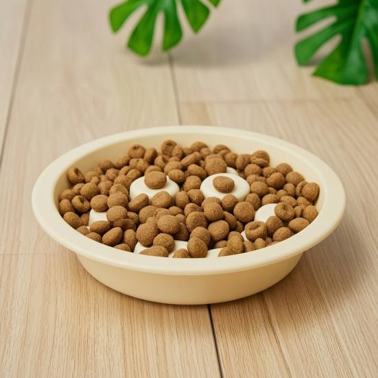 Dog Slow Feeder Bowl, Non-Slip Pet Feeding Bowl, Raised Paw Print Design, Anti-choke Pet Food Dish for Cats And Dogs