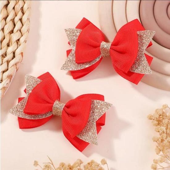 2Pcs/set Baby Dovetail Bow Hair Clips for Women Girls Handmade Glitter Bowknote Hairpins Daily Bowknot Headwear Hair Accessories