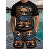 Neues Sommer-Herren-Rundhals-Modisches Kurzarm-Set Cooles Bären-Print-T-Shirt-Set Stilvolles Streetwear-Herren-Set
