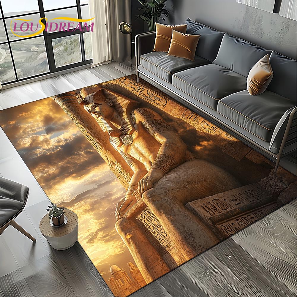 2025 Ancient Egypt Death Anubis Pharaoh Horus Mythology Carpet Rug for Living Room Bedroom Home Sofa,Area Rug Non-slip Floor Mat