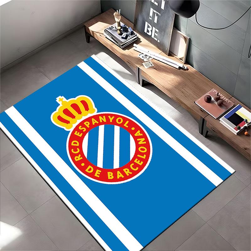 RCD Espanyol Logo Blue Carpet suitable as a non-slip mat for the living room or bedroom sofa