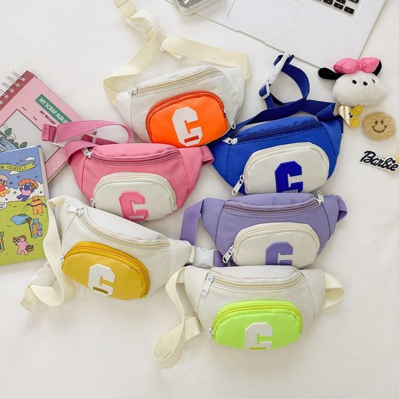 Adorable Korean Style Color Block Childrens Chest Bag With Ample Capacity For Daily Use