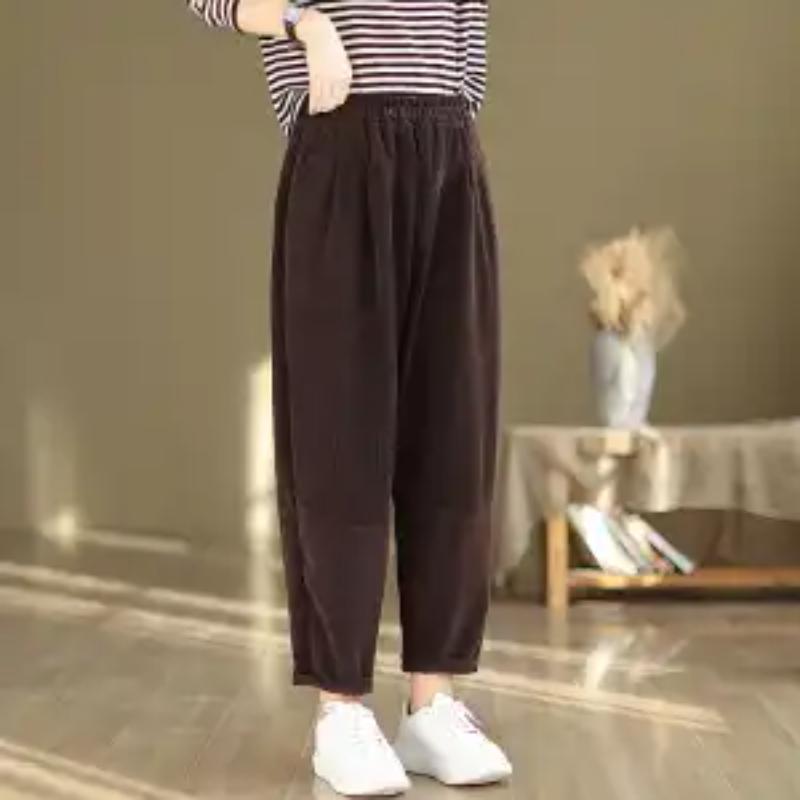 Chenille Harem Women's New Autumn and Winter Loose High-waisted Straight Corduroy Casual Pants