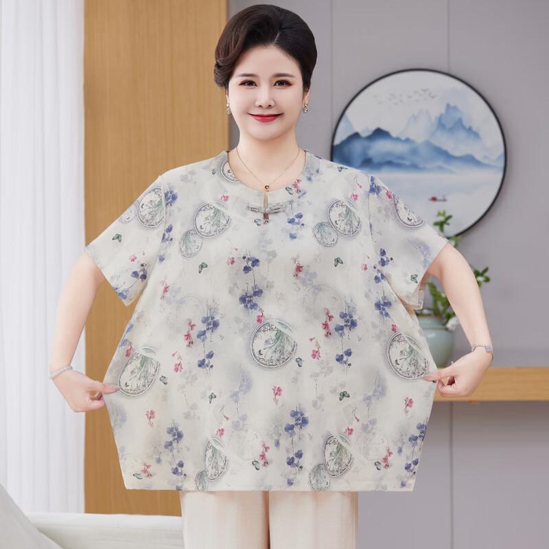 YUZHAOLIN Mid-Aged Women's Summer Plus Size Short Sleeve T-Shirt