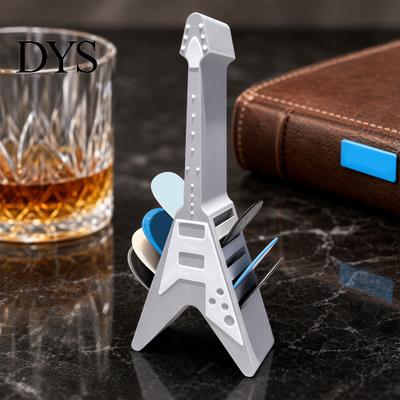 Decorative Guitar Pick Box Picks Holder, Double Side Shape Display Office Desk Music Accessory Storage Rack for Players And Enthusiasts Table