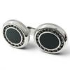Excellent Cufflinks Cufflinks Black Agate Circle Silver Mens JNV3258K Used