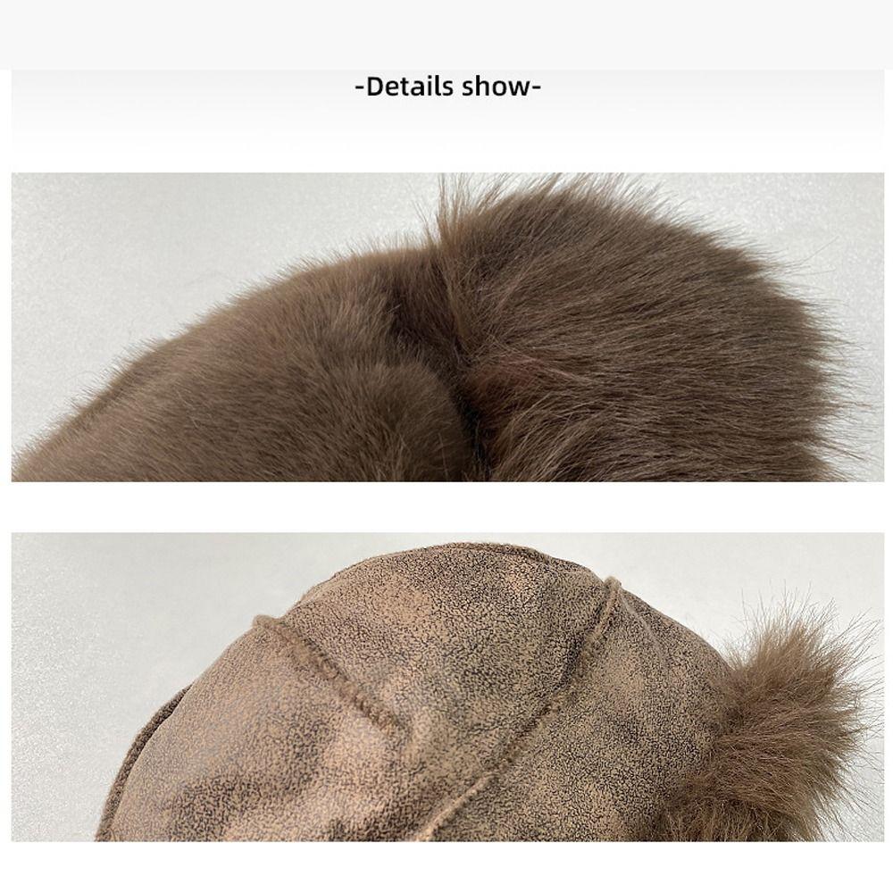 Thicken Fluffy Fur Bucket Hat Soft Winter Hat Cold Proof Plush Bucket Hat Outdoor