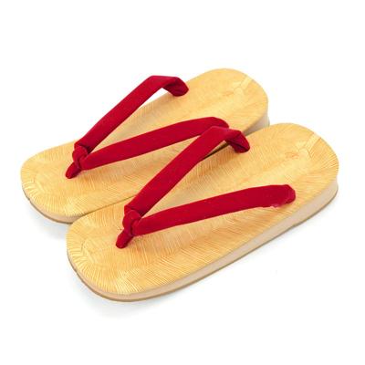 Takeharu Women's Yellow Chiba Zori Sandals, Made In Japan, Rubber Sole, Solid Color, Yosakoi Style, Size L, Solid Red, Square Shape