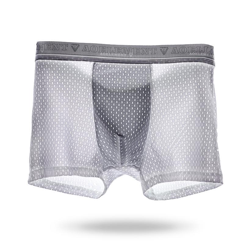 Men's Ice Silk Mesh Boxer Briefs - Breathable Mid-Rise Large Size Summer Underwear