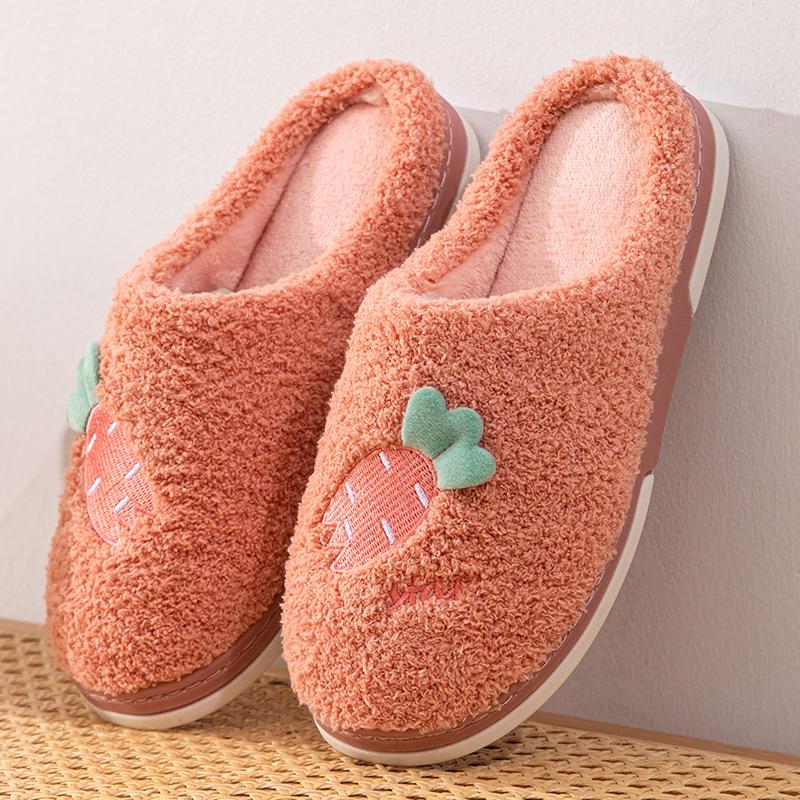 Pantofole Antiscivolo in Velluto di Cotone: Comfort Peloso, a Suola Spessa e a Punta Chiusa per Autunno e Inverno