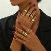 European and American Trendy 16-Piece Geometric Adjustable Ring Set