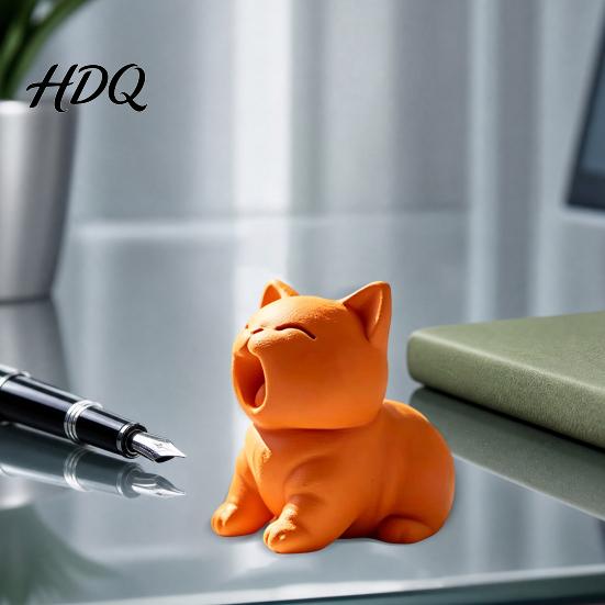 Kawaii Cat Tabletop Decoration 3D Printed Figurine Cute Screaming Ornament Creative Chibi Kitten Desk Statue Sculpture Desktop for Home Office Decor