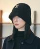 Bajal Va Applique Cable Knit Bucket Hat Black