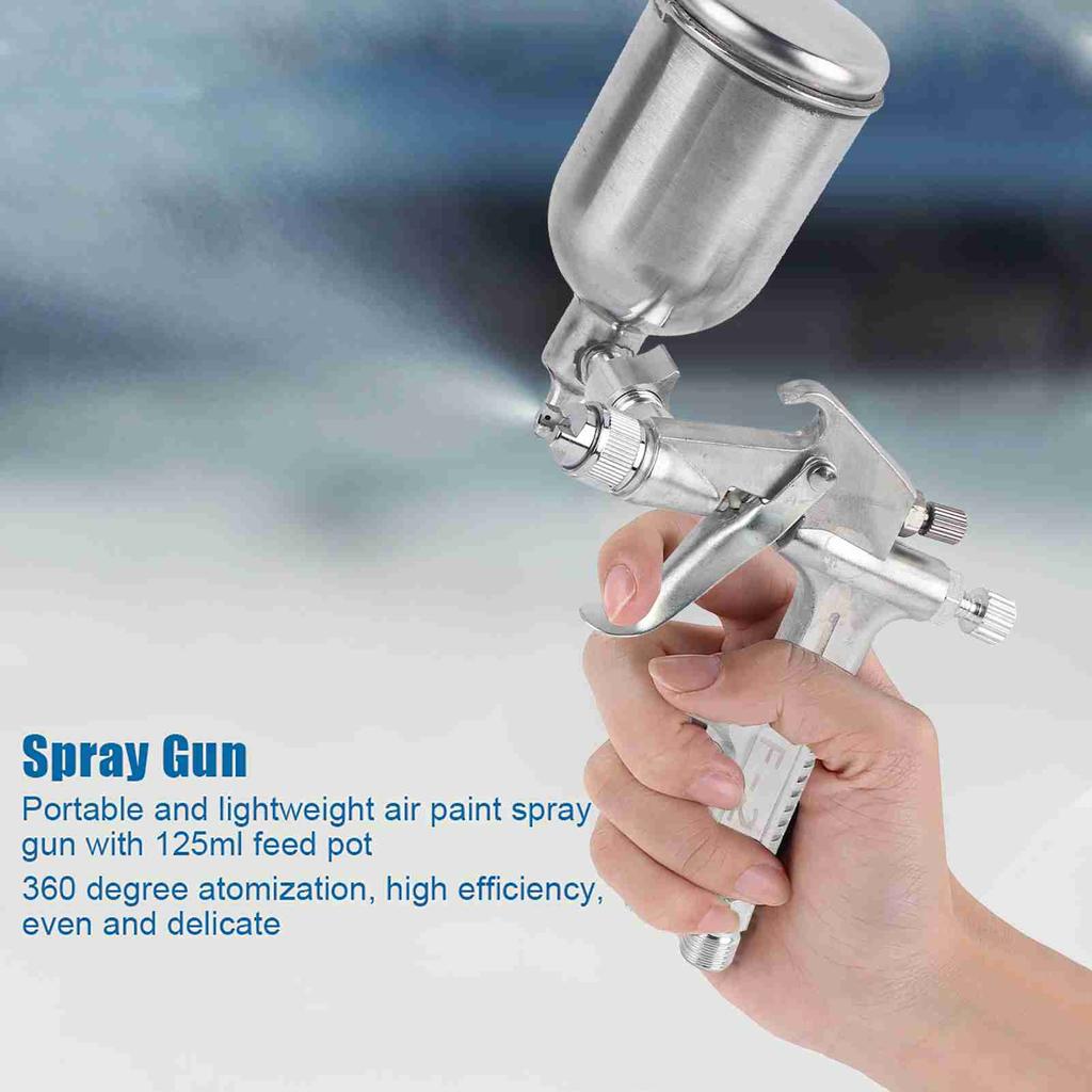 0,5mm Düse 125ml Schwerkraftzufuhr Modus Pneumatisches Werkzeug F2 Luft Farbspritzpistole