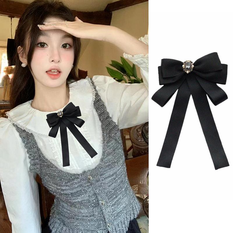 Shirt Bow Brooch Tie Women'S Black College Student School Uniform Graduation Temperament Collar Pin