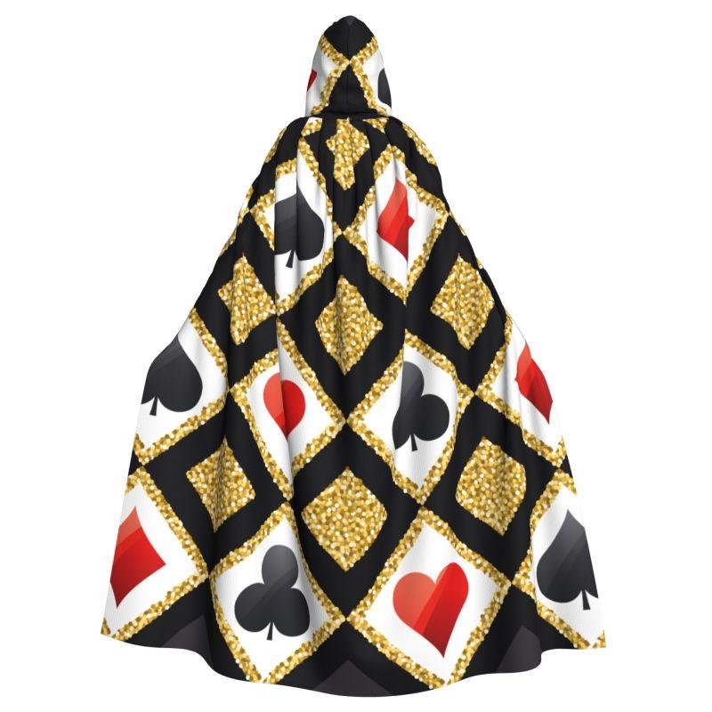 Poker Red Black Alice In Wonderland Hooded Cloak Unisex Hood Cloak Cosplay Medieval Costume Witch Wicca Elf Purim Carnival Party