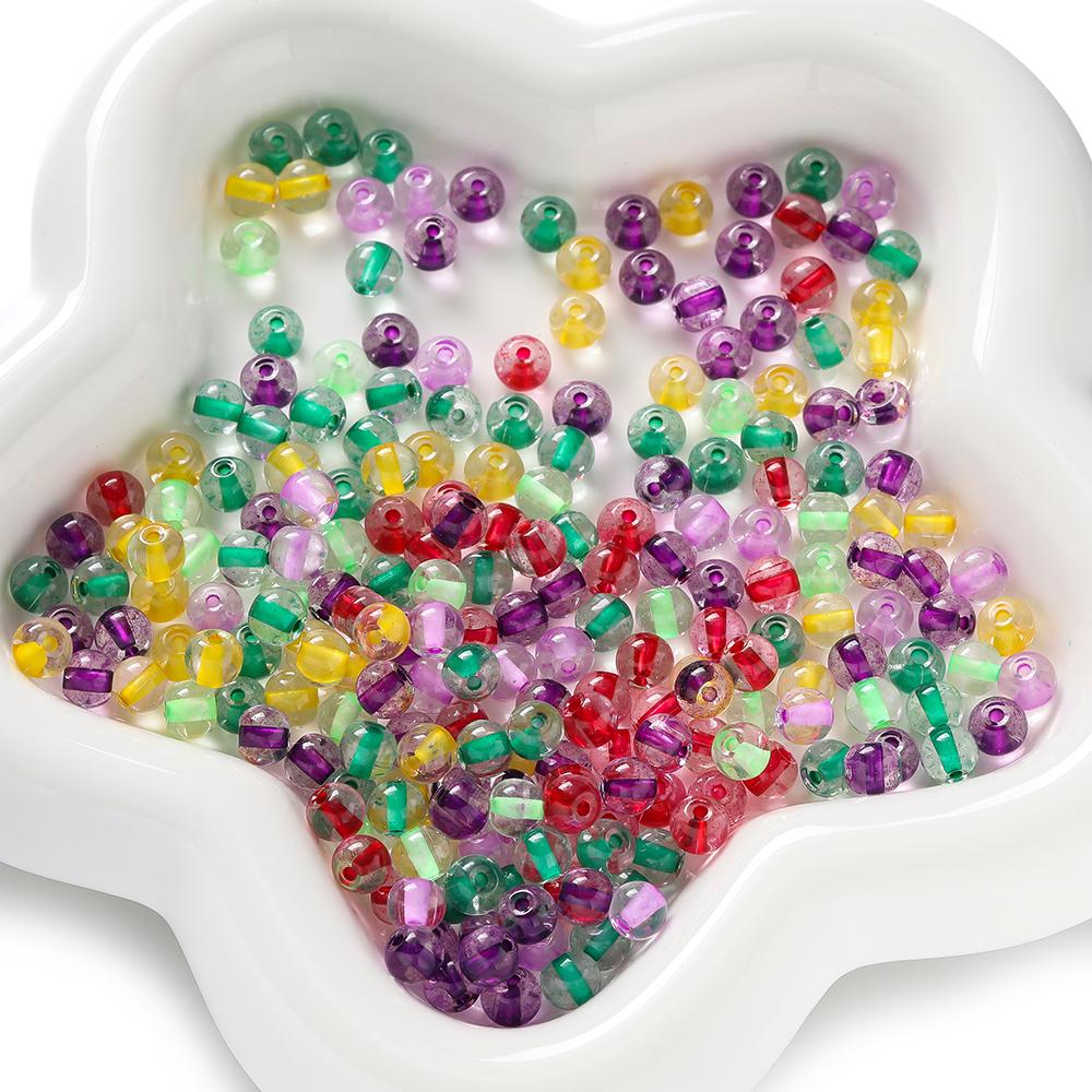 100/200pcs 4/6mm Glass Colored Beads Round Spacer Beads for Handmade DIY Necklace Bracelet Phone Chain Jewelry Making Findings