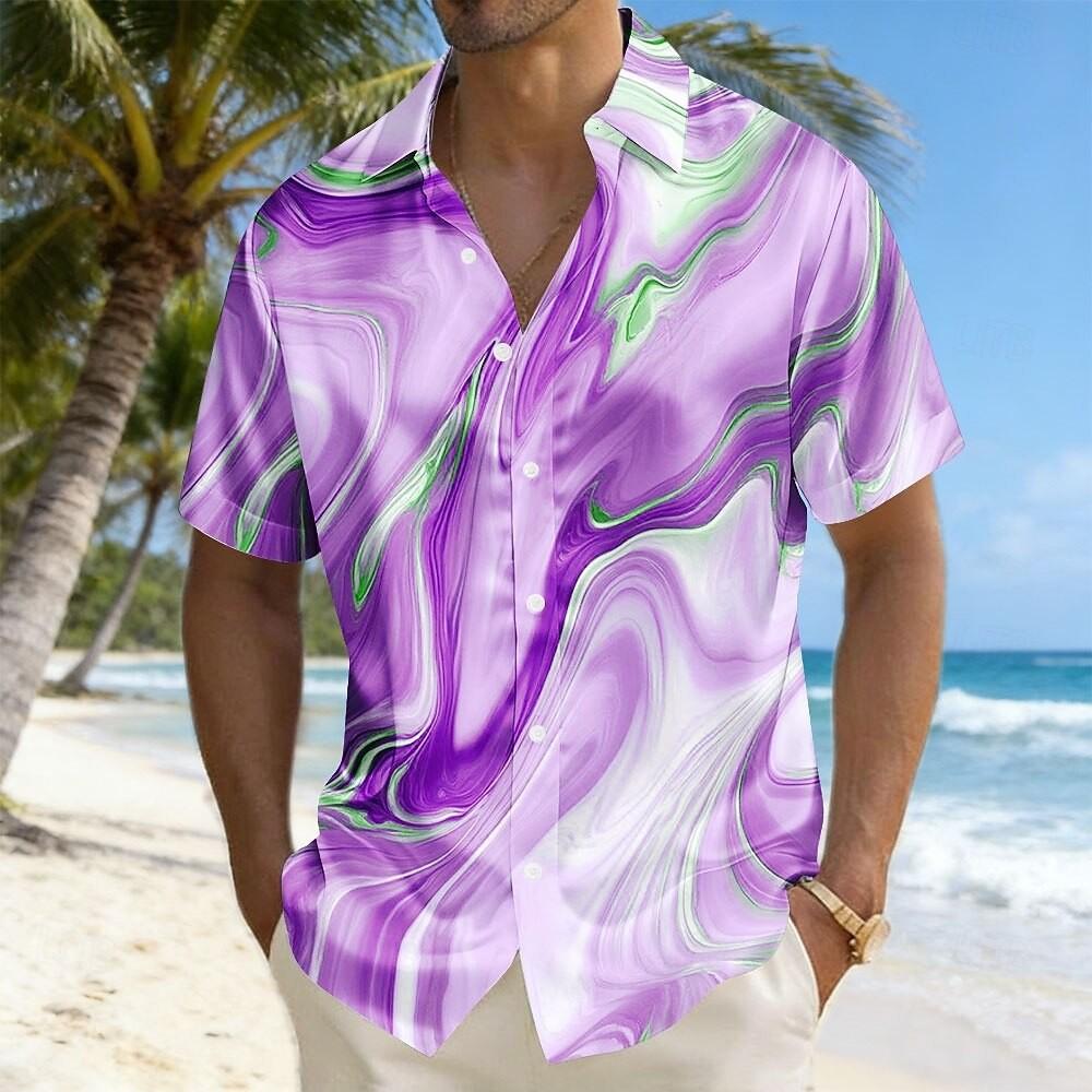 Men's Flower 3D Printed Short Sleeved Shirt Wholesale and Summer Men's Casual Shirt