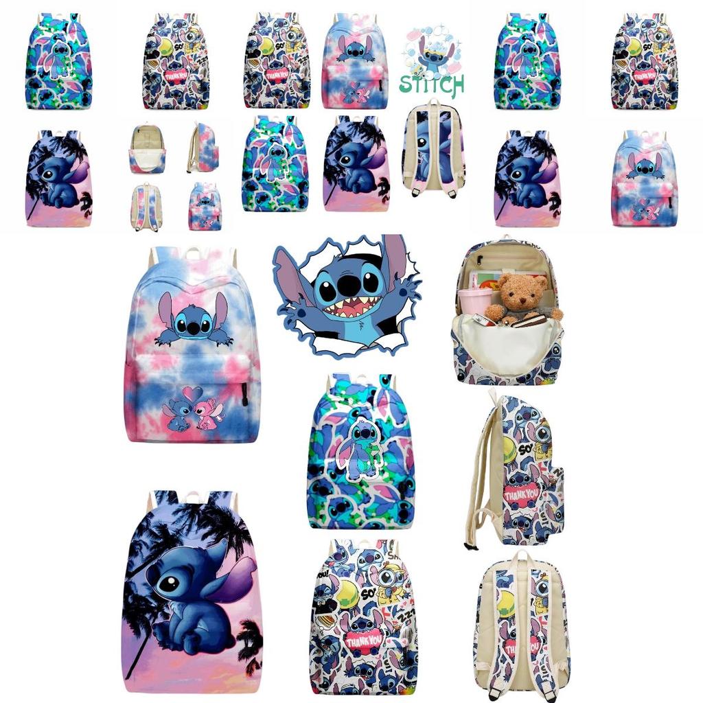 Zaino carino di Stitch per bambini con scomparti con cerniera e tasche