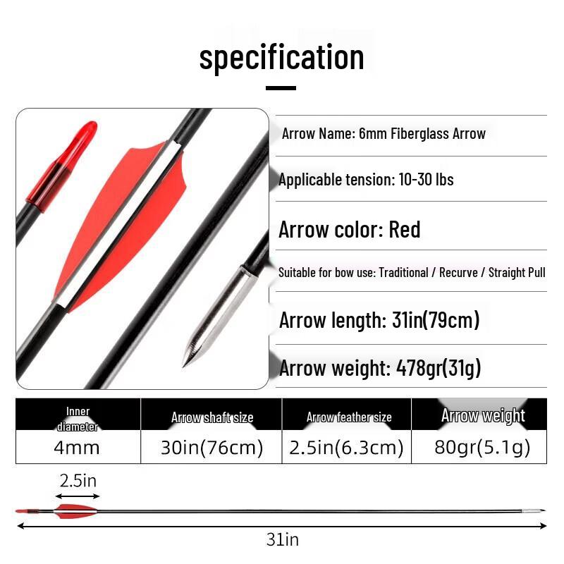 Săgeți din fibră de sticlă WEZHO pentru arc tradițional
