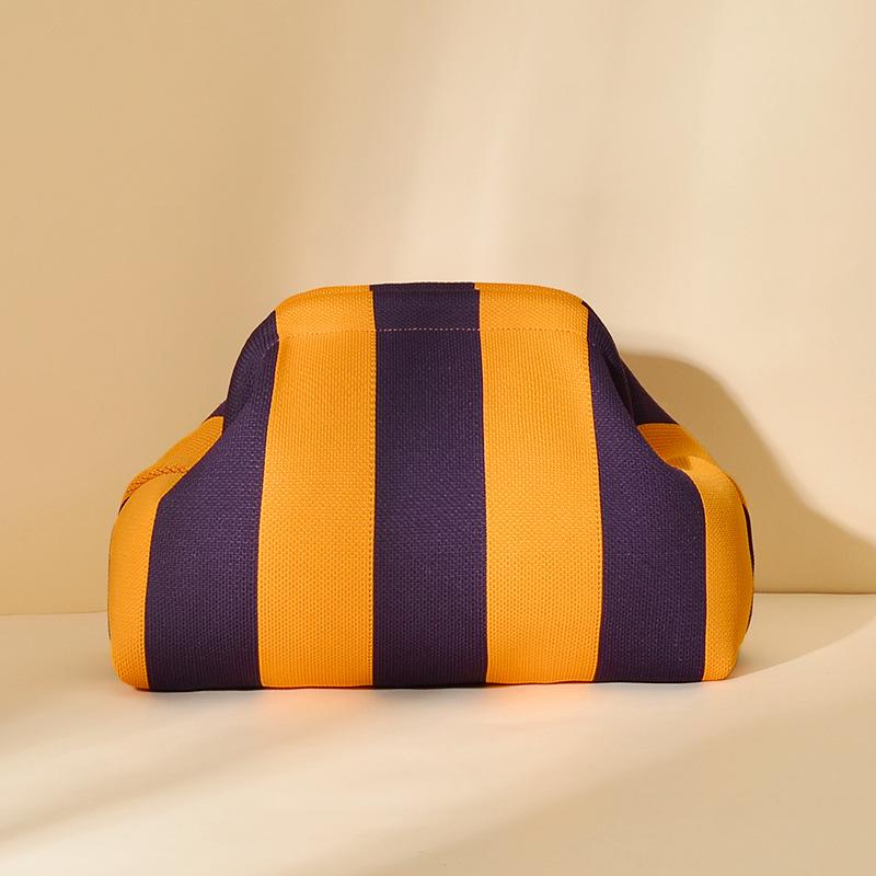 Pochette a Maglia Rigata - Borsa da Giorno Capiente per Trucco e Oggetti Essenziali