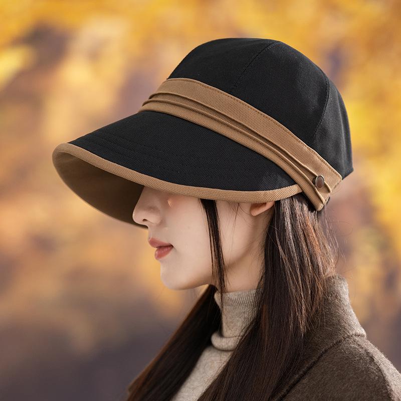 

Autumn hat women s high-end sense big head circumference shows face small bucket hat retro versatile temperament color matching basin hat One Size