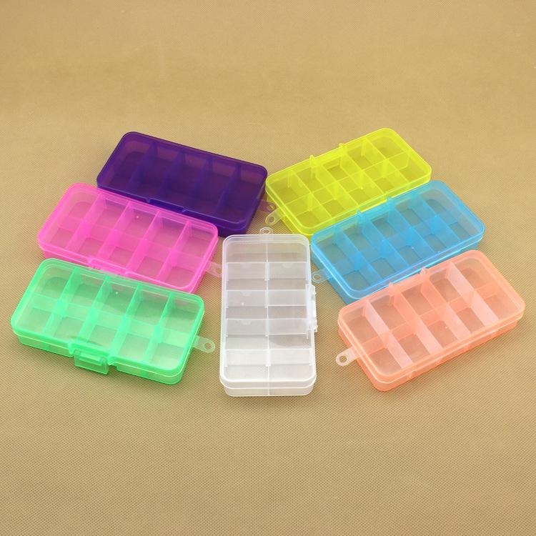 10-Grid Detachable Multi-color Plastic Storage Box for Fishing Gear, Jewelry, Beading, and Electronic Components