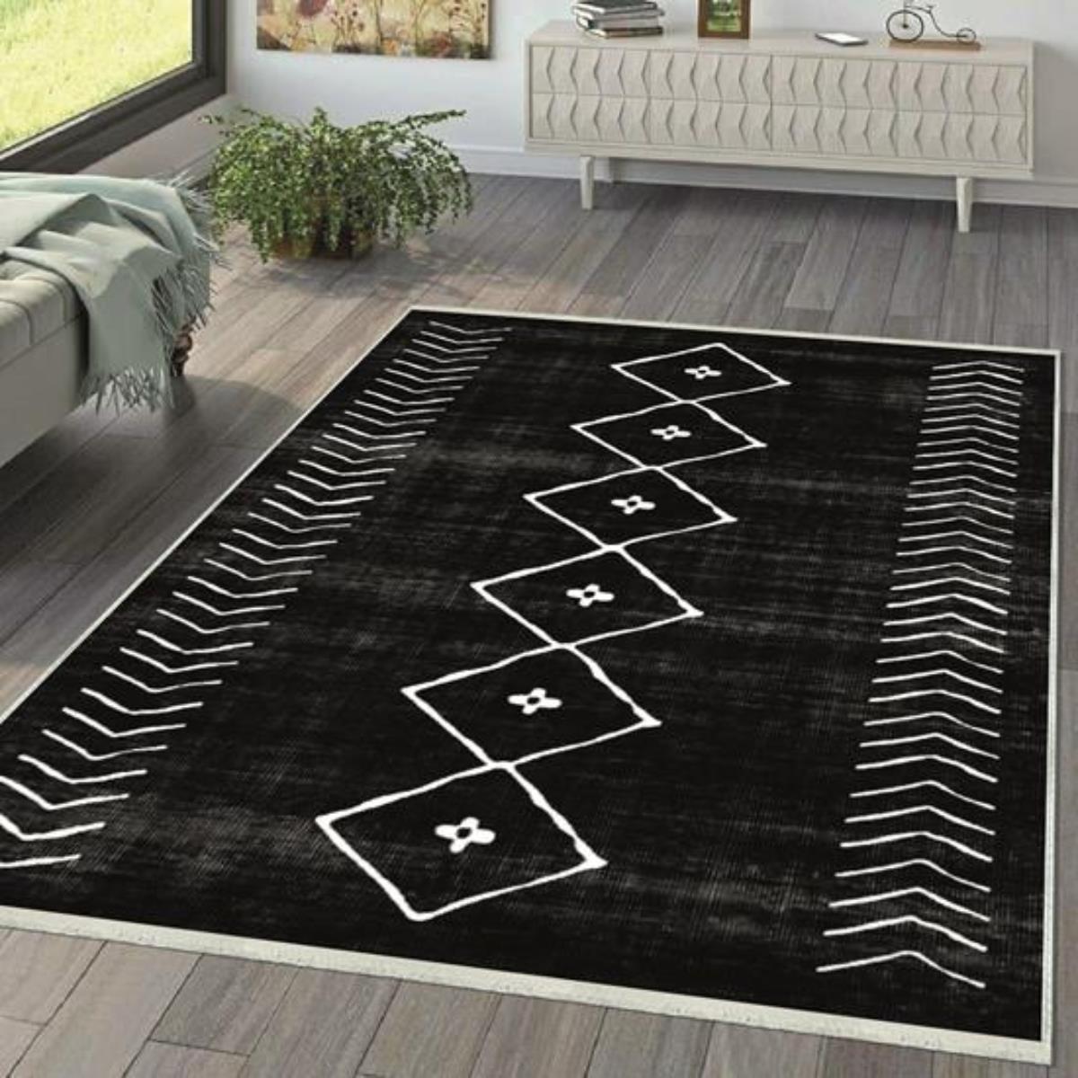 

Декоративный нескользящий моющийся ковер с цифровой печатью DOT-HT-572 40 x 60 чёрный