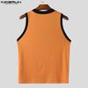 INCERUN Men V Neck Sleeveless Stitching Casual Slim Tank Tops Undershirts