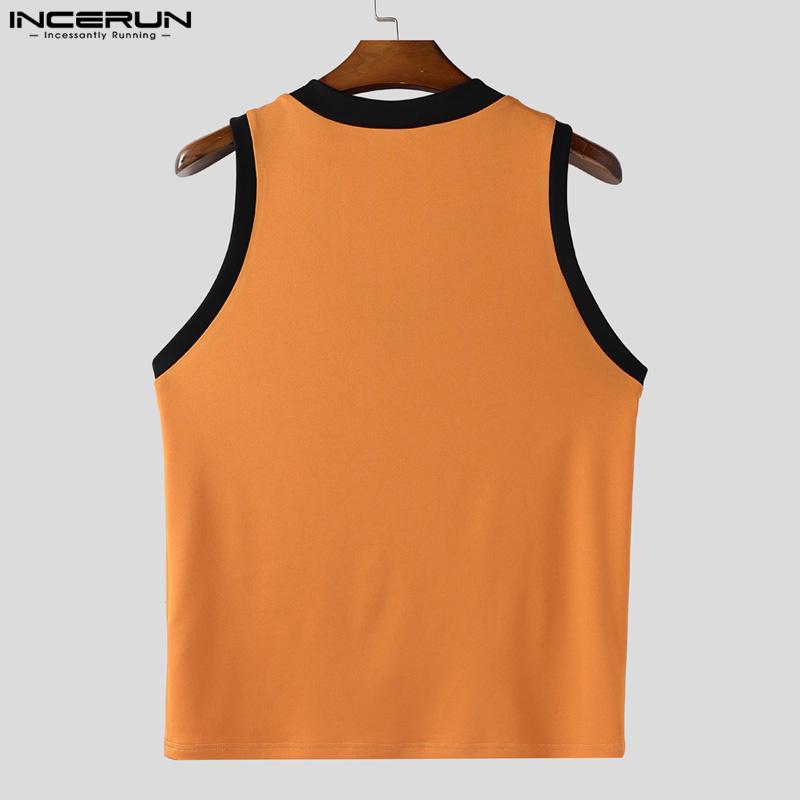 INCERUN Men V Neck Sleeveless Stitching Casual Slim Tank Tops Undershirts