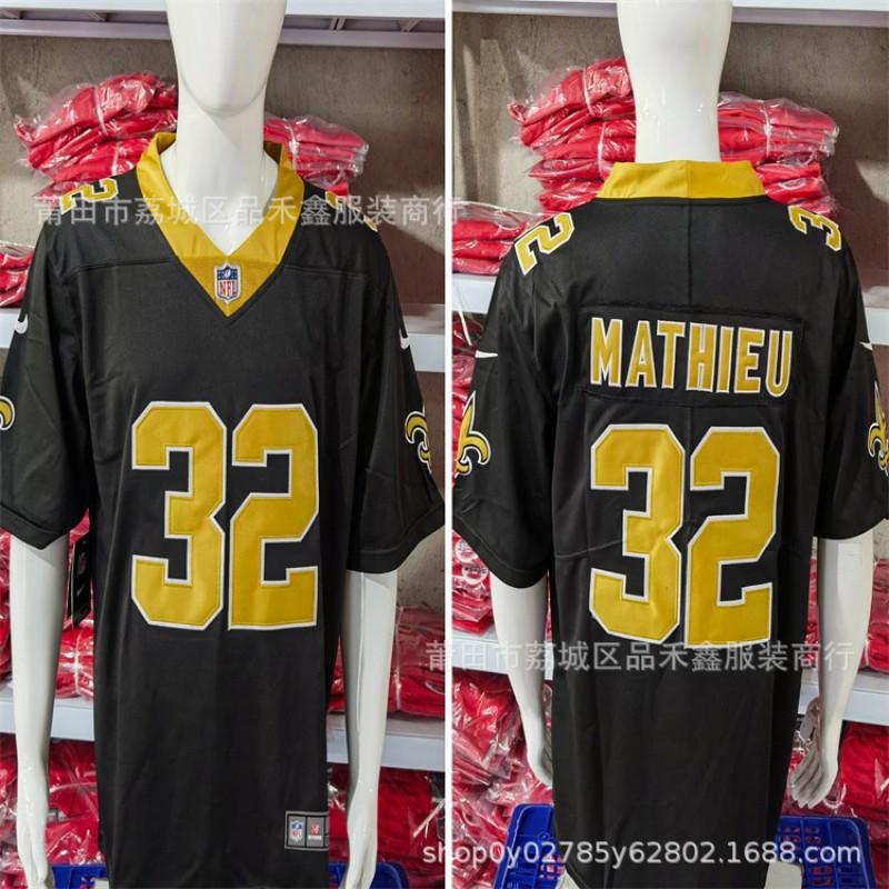 Maglia da Football NFL New Orleans Saints Lattimore 23 Brees 9 Mathieu 32 Misto Cotone Unisex Adulto Abbigliamento Sportivo