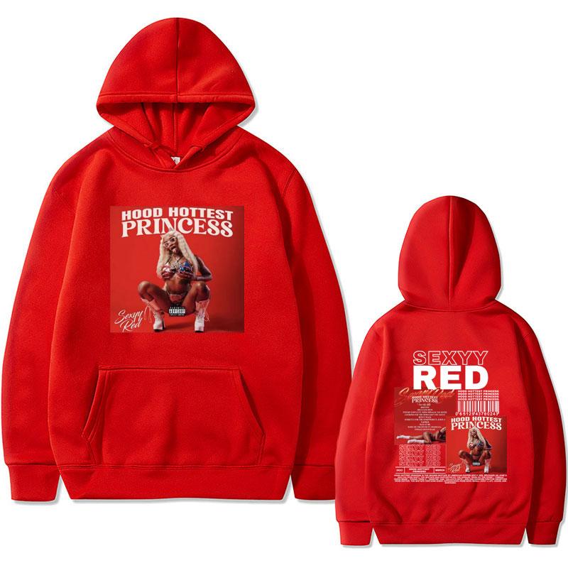 Rapper Sexyy Red Hood Hottest Princess Double Sided Print Hoodie Men Women Fashion Hip Hop Oversized Pullover Unisex Streetwear