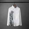 Autumn Painting Leopard Print Men's Business Casual Clothing Trendy Long-sleeved Slim Fashion Floral Shirt