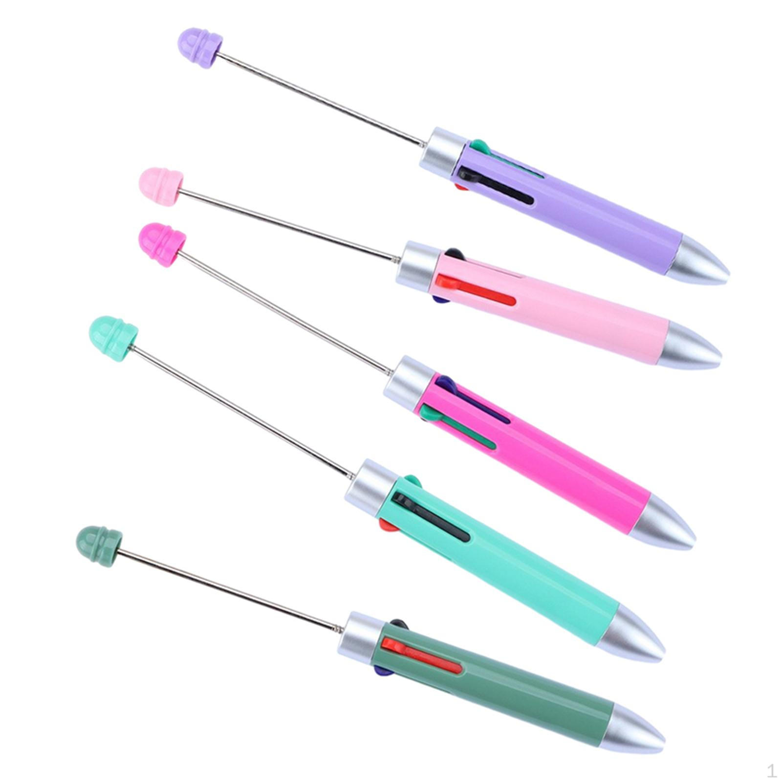 

5Pcs Bead Ballpoint Pen Beadable Pens, Creative Rollerball Assorted for Taking Notes