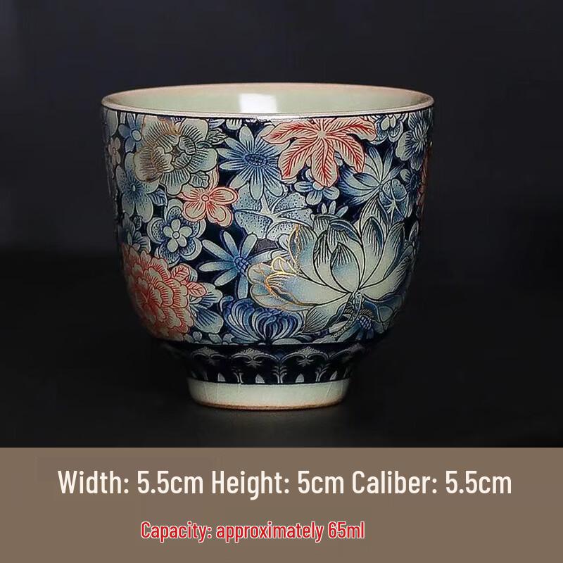 Сине-белый Саньцай Гайвань из печи Жу