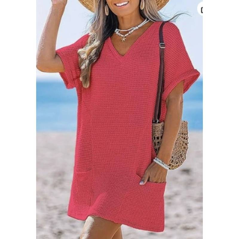 Copricostume da Spiaggia con Tasche e Scollo a V per Donna Yoga e Vacanze