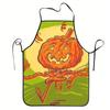 1pc Funny Pumpkin Chum Apron - Unisex Kitchen Chef Bib with Playful Jack-O'-Lantern Design Durable Polyester for Cooking, Baking