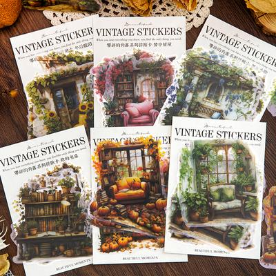 10 piezas de papel de collage PET vintage, material decorativo para álbumes de recortes, papel creativo, suministros para diarios basura de bricolaje
