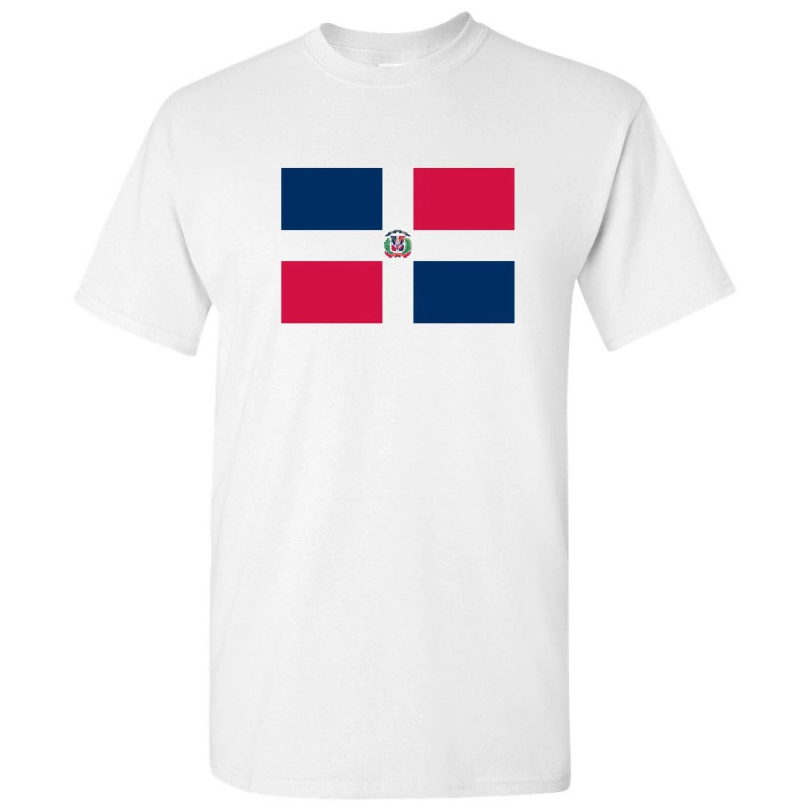 Dominican Republic Latin American Flag Basic Cotton T-Shirt - White L