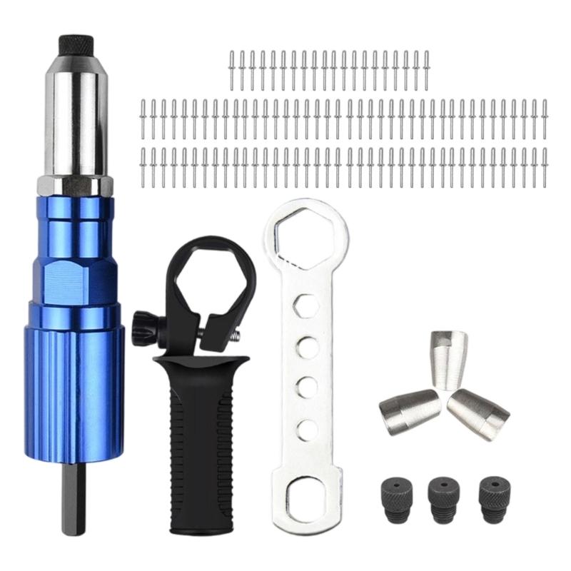Compact Electric Rivet Guns Adapter For Drill With Lightweight Alloy Design And Hex Shank For Metalworking
