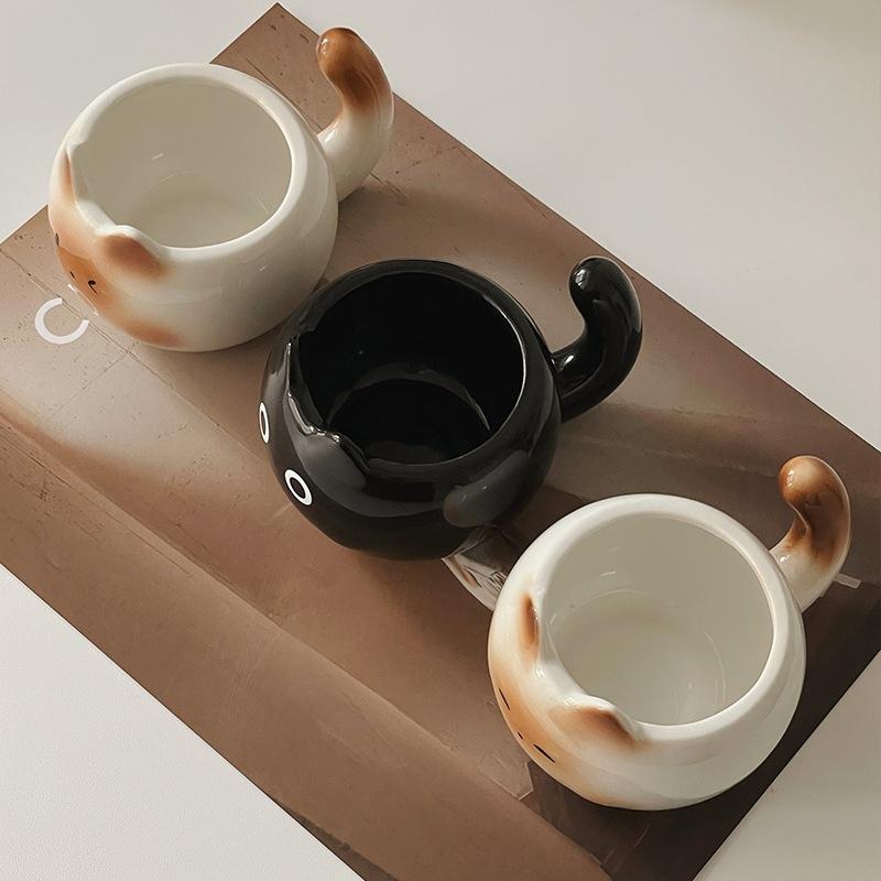 Ceramic Coffee Mug Cat Style Cartoon Cup With Handle Latte Art Water Cup Decoration Smiling Face Bottle for Office Drinking