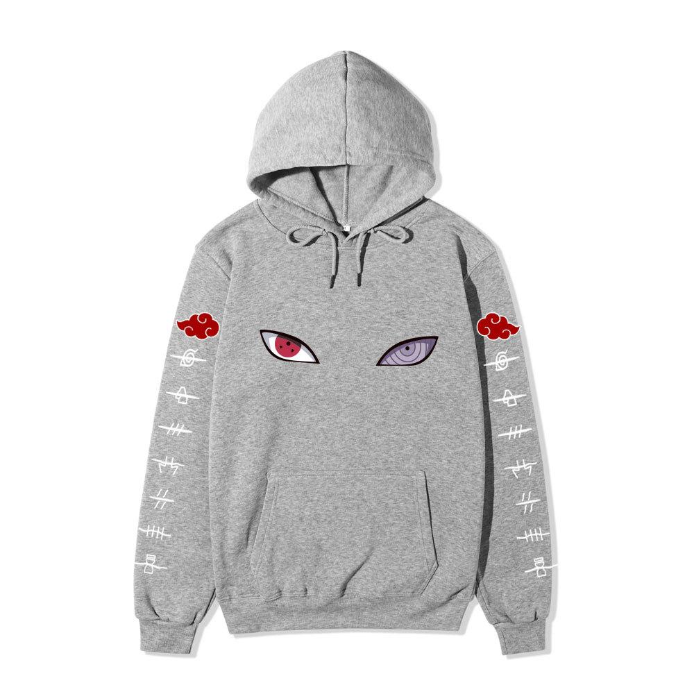Unisex Naruto Sharingan Rinnegan Eyes Fleece Hoodie, Akatsuki Anime Graphic Pullover Long Sleeve Sweatshirt