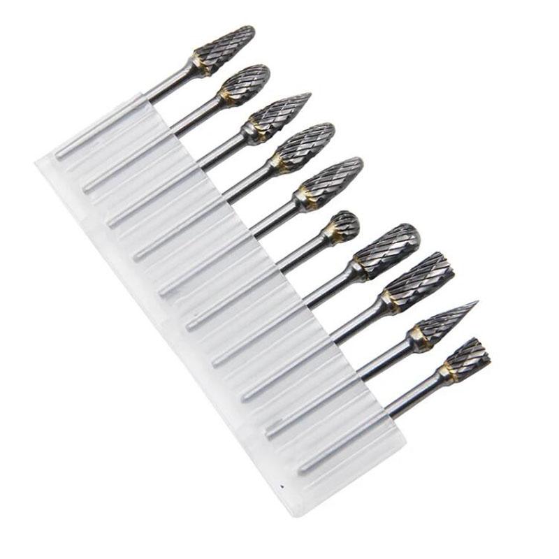 10pc Hard Alloy Rotary File 3*6 Double Grain Tungsten Steel Grind Head Electric Grind Mold Woodwork Grinding File Tool Set
