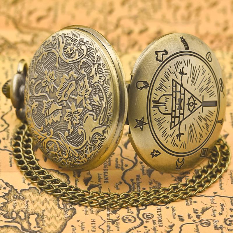 Cartoon Creepy Town Triangle One-Eyed Devil Necklace Quartz Pocket Watch