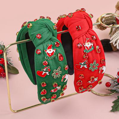 Christmas Red Green Headbands Snow Tree Pearl Big Knot Hairband Headband Adult Hair Jewley Accessories for Women Girls