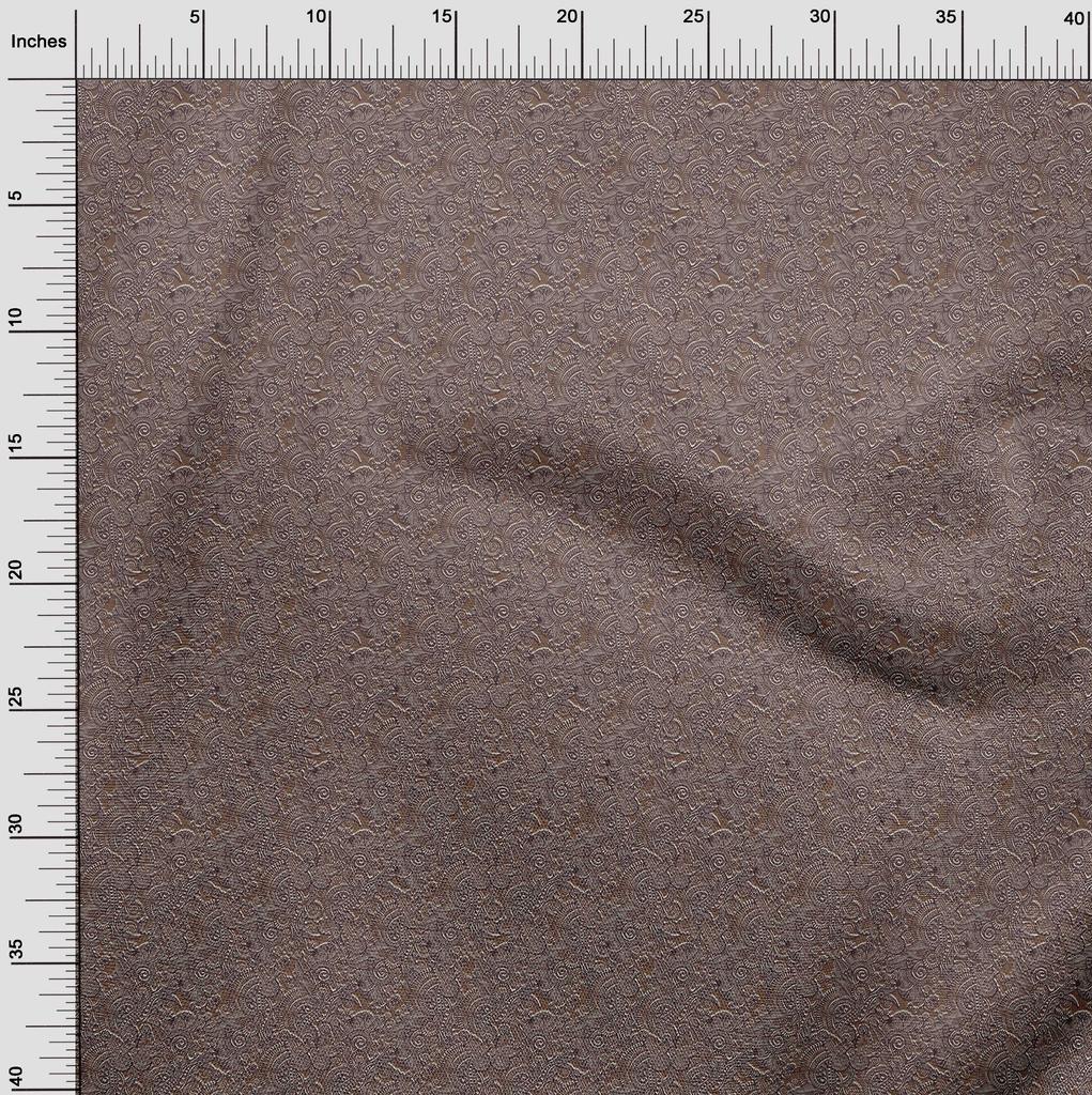 oneOone Cotton Poplin Brown Fabric Kalamkari Sewing Fabric By The Yard Printed Diy Clothing Sewing Supplies 42 Inch
