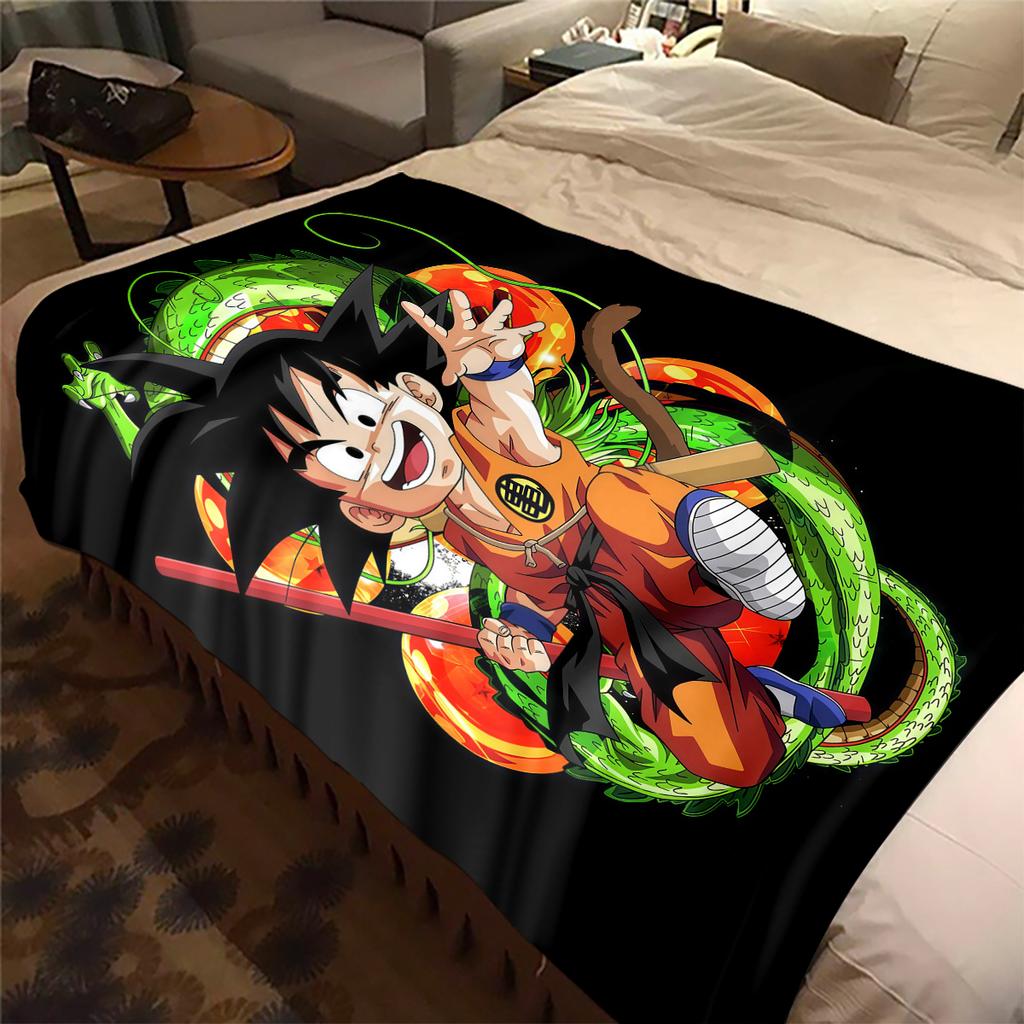 1 Stück Son Goku Druck Flanelldecke, Hohe Qualität für alle Jahreszeiten, Heimdekoration, Wärme und Komfort, Perfekt für Weihnachtsgeschenke